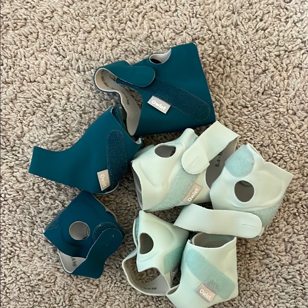 Owlet Baby Monitor Socks - Teal and Mint